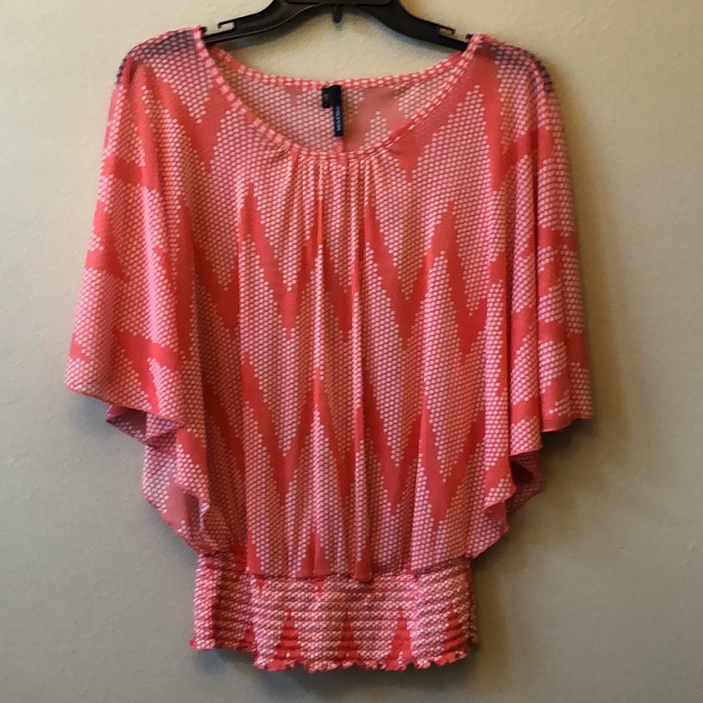 Maurice’s Coral Blouse Butterfly Sleeve Top Shirt size Small - Picture 6 of 6